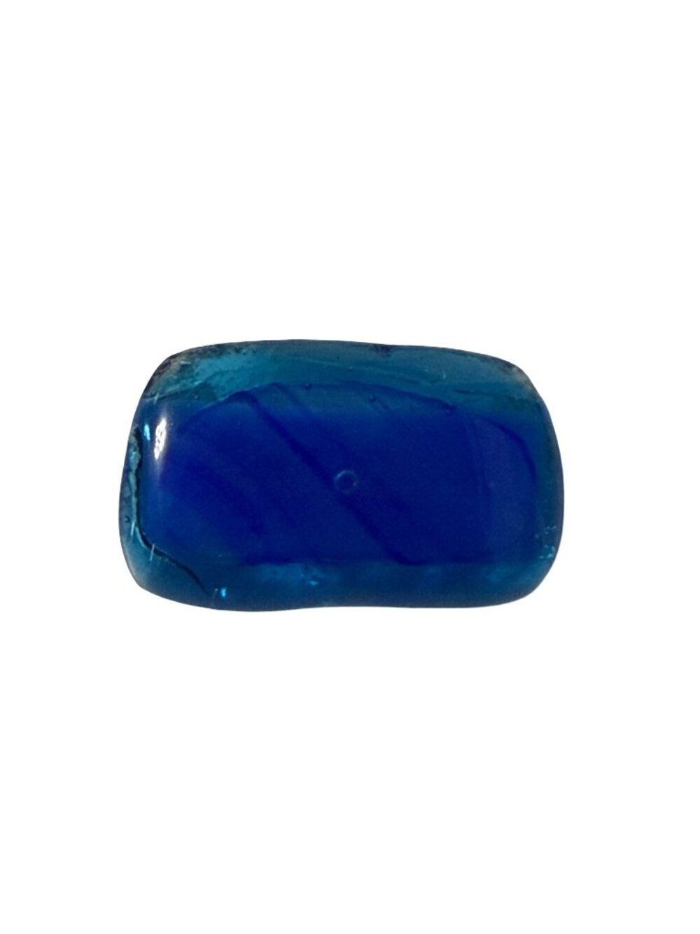 Vintage Handmade Blue Fused Glass Brooch Pin Abstract Art Glass Rectangle